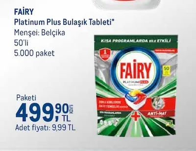 Fairy Platinum Plus Bulaşık Tableti 50'Li