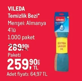 Vileda Temizlik Bezi 4'Lü