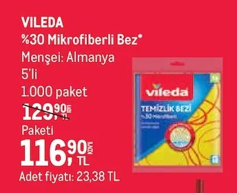 Vileda %30 Mikrofiberli Bez 5'Li