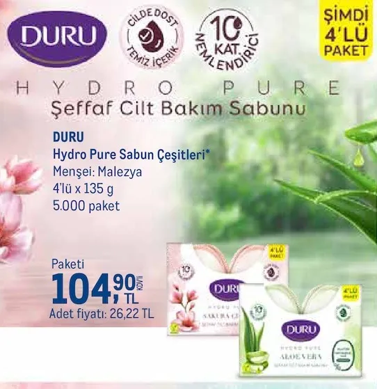 Duru Hydro Pure Sabun Çeşitleri 4'Lü X 135 G