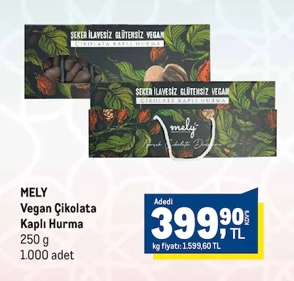 Mely Vegan Çikolata Kaplı Hurma 250 G