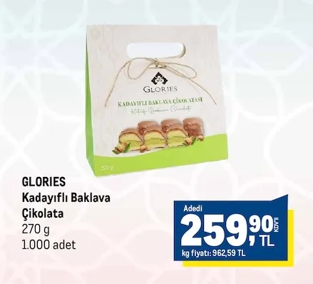 Glories Kadayıflı Baklava Çikolata 270 G