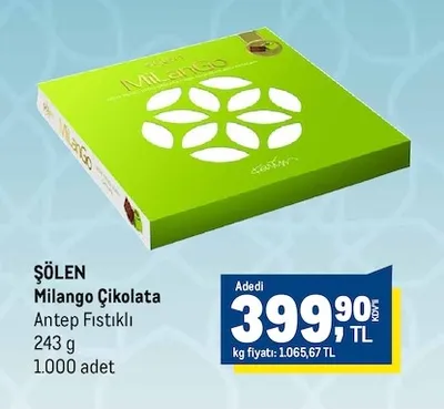 Şölen Milango Çikolata Antep Fıstıklı 243 G