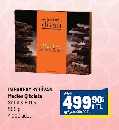 In Bakery By Divan Madlen Çikolata Sütlü & Bitter 500 G
