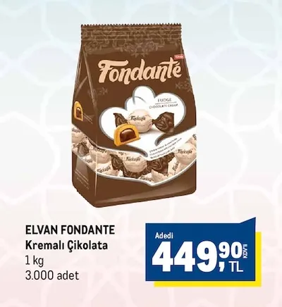 Elvan Fondante Kremalı Çikolata 1 Kg