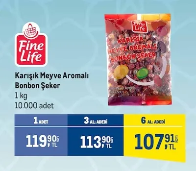 Fine Life Karışık Meyve Aromalı Bonbon Şeker 1 Kg