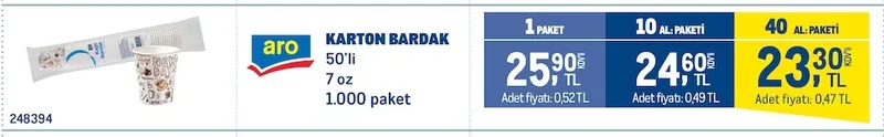 Aro Karton Bardak 50'Li