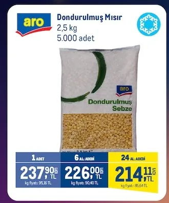 Aro Dondurulmuş Mısır 2.5 Kg
