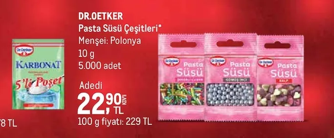 Dr. Oetker Pasta Süsü Çeşitleri 10 G