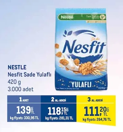 Nestle Nesfit Sade Yulaflı 420 G