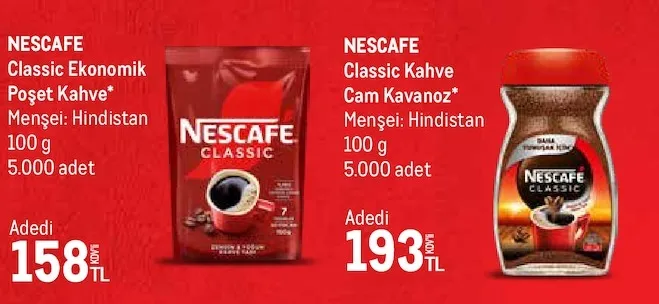 Nescafe Classic Ekonomik Poşet Kahve 100 G