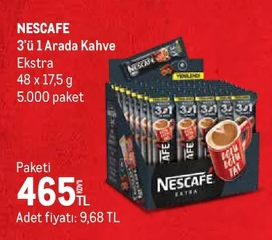 Nescafe 3'Ü 1 Arada Kahve Ekstra 48 X 17,5 G