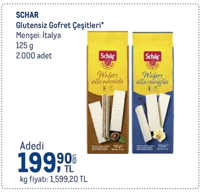 Schar Glutensiz Gofret Çeşitleri* 125 G