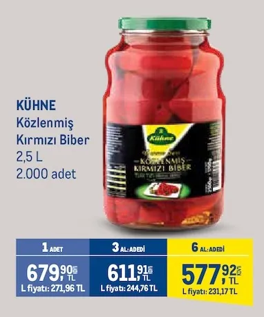 Kühne Közlenmiş Kırmızı Biber 2,5 L