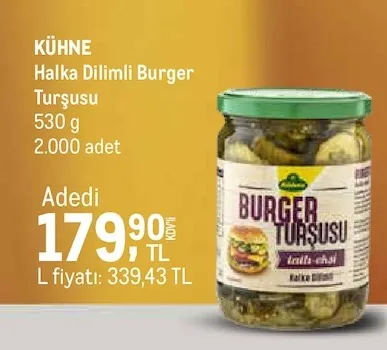 Kühne Halka Dilimli Burger Turşusu 530 G