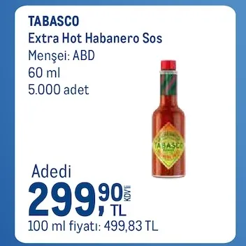 Tabasco Extra Hot Habanero Sos 60 Ml