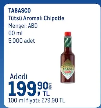 Tabasco Tütsü Aromalı Chipotle 60 Ml