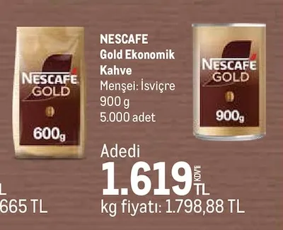 Nescafe Gold Ekonomik Kahve 900 G