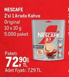 Nescafe 2'Si 1 Arada Kahve Original 10 X 10 G
