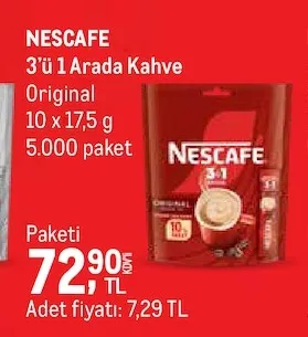 Nescafe 3'Ü 1 Arada Kahve Original 10 X 17,5 G