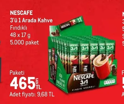 Nescafe 3'Ü 1 Arada Kahve Fındıklı 48 X 17 G