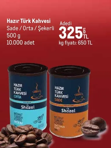 Hazır Türk Kahvesi Sade/Orta/Şekerli 500 G