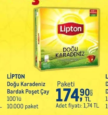 Lipton Doğu Karadeniz Bardak Poşet Çay 100'Lü