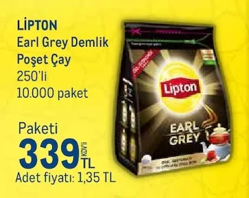 Lipton Earl Grey Demlik Poşet Çay 250'Li