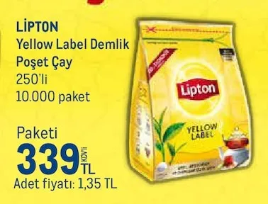 Lipton Yellow Label Demlik Poşet Çay 250'Li