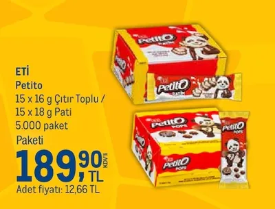 Eti Petito 15 X 16 G Çıtır Toplu / 15 X 18 G Pati