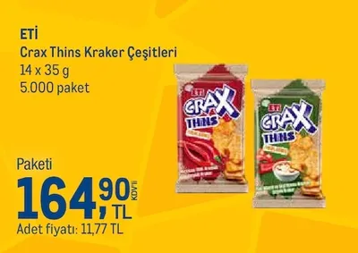Eti Crax Thins Kraker Çeşitleri 14 X 35 G