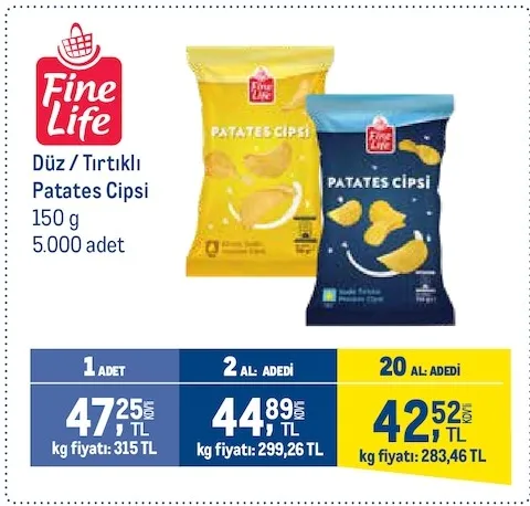 Fine Life Düz Tırtıklı Patates Cipsi 150 G