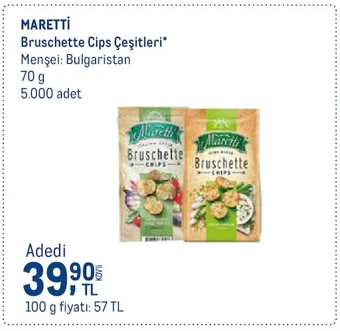 Maretti Bruschette Cips Çeşitleri* 70 G