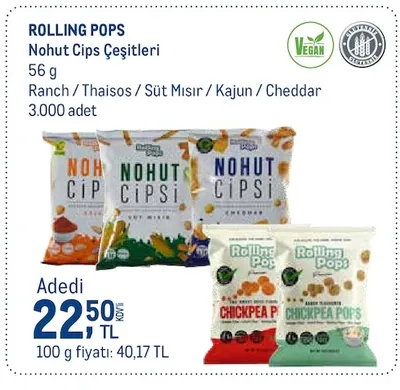 Rolling Pops Nohut Cips Çeşitleri 56 G