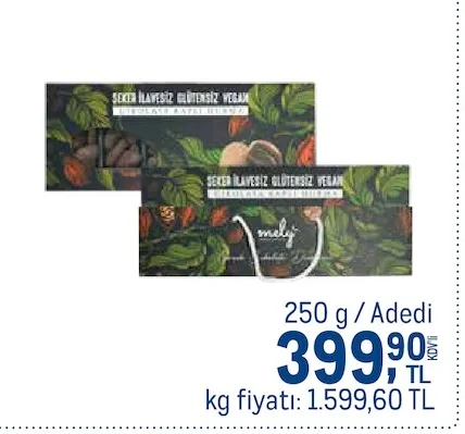 Melyj Şeker İlavesiz Glütensiz Vegan Çikolata Kaplı Hurma 250 G