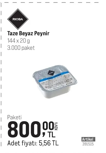 Rioba Taze Beyaz Peynir 144X20 G