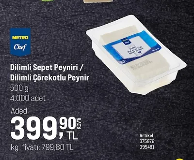 Metro Chef Dilimli Sepet Peyniri / Dilimli Çörekotlu Peynir 500G