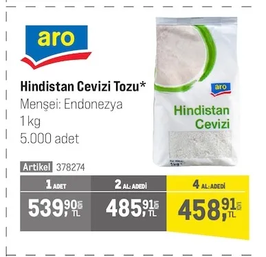 Aro Hindistan Cevizi Tozu 1 Kg