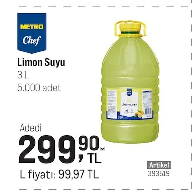 Metro Chef Limon Suyu 3 L