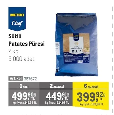 Metro Chef Sütlü Patates Püresi 2 Kg