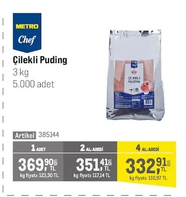 Metro Chef Çilekli Puding 3 Kg