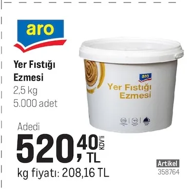 Aro Yer Fıstığı Ezmesi 2,5 Kg