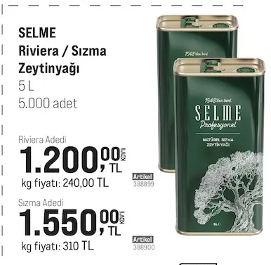 Selme Riviera / Sızma Zeytinyağı 5 L