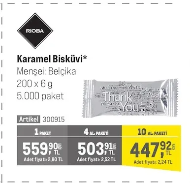 Rioba Karamel Bisküvi 200 X 6 G