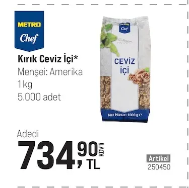 Metro Chef Kırık Ceviz Içi 1 Kg