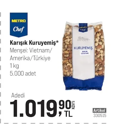 Metro Chef Karışık Kuruyemiş 1Kg
