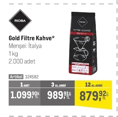 Rioba Gold Filtre Kahve