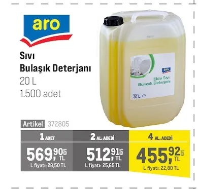 Aro Sıvı Bulaşık Deterjanı 20 L