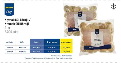 Metro Chef Kıymalı Gül Böreği / Kremalı Gül Böreği 2 Kg