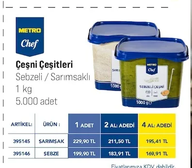 Metro Chef Çeşni Çeşitleri Sebzeli / Sarımsaklı 1 Kg